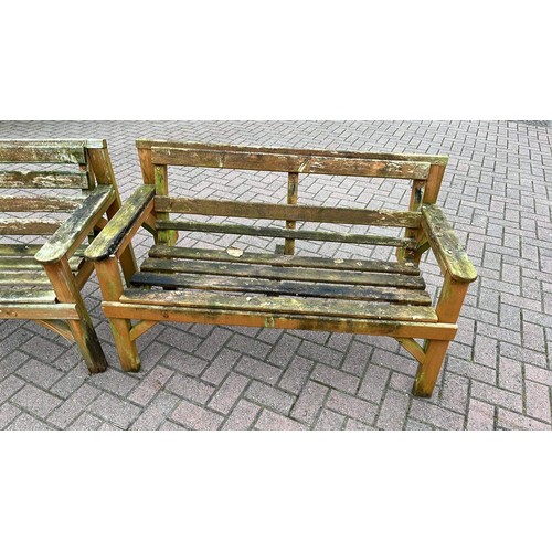 241 - TWO USED GARDEN BENCHES BOTH NEED WORK