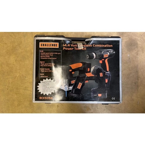 189 - CHALLENGE 14.4 VOLT CORDLESS COMBINATION POWER TOOL KIT UNUSED SEE PICTURES