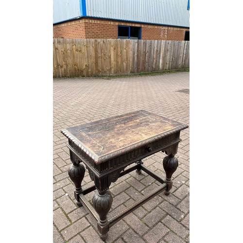 316 - OAK JACOBEAN STYLE SIDE TABLE SEE ALL PICTURES