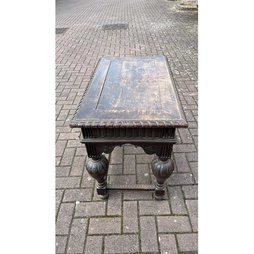 316 - OAK JACOBEAN STYLE SIDE TABLE SEE ALL PICTURES