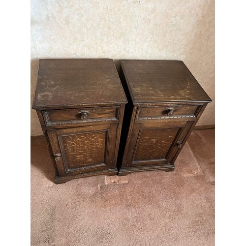 282 - PAIR OF OAK BED SIDE CUPBOARDS