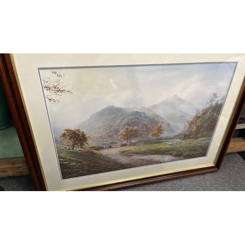 370 - MOUNTAIN SCENE FRAMED AND GLAZED PRINT BY REX N PRESTON