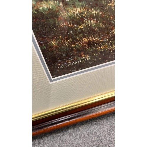 370 - MOUNTAIN SCENE FRAMED AND GLAZED PRINT BY REX N PRESTON