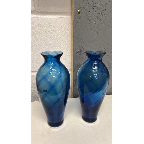 365 - 1980s CAITHNESS GLASS VASES IN BLUE