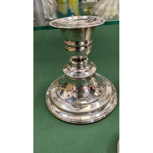 364 - Silver Hallmarked candlesticks & napkin ring