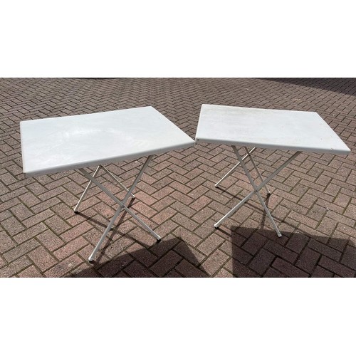 381 - Two folding garden tables in white