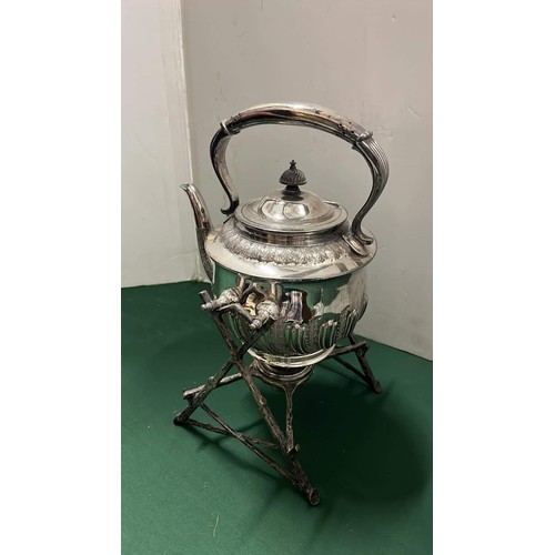 502 - Vintage English silver plated teapot on stand with burner