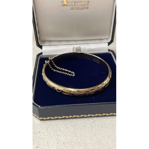 3 - 9ct GOLD & METAL CORE BOXED BANGLE