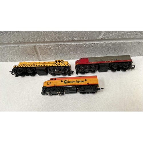 429 - 3 X AMERICAN STYLE LOCOMOTIVES FOR TRIANG RAILWAYS OO GAUGE