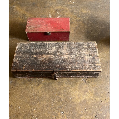 160 - TWO WOODEN TOOL BOXES WITH CONTENTS