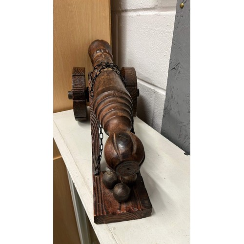 13 - SPANISH CARVED WOODEN CANNON