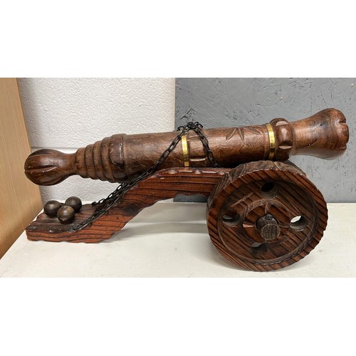 13 - SPANISH CARVED WOODEN CANNON