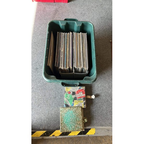 76 - MIXED ARTIST AND MUSIC LPS PLUS TWO FOLDERS OF 45s SINGLES