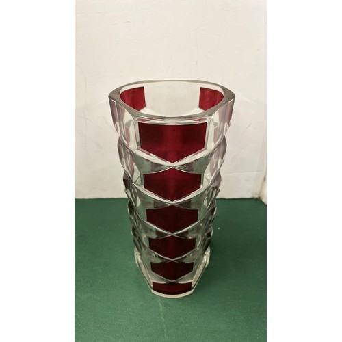 26 - FRENCH RED AND CLEAR GLASS VASE