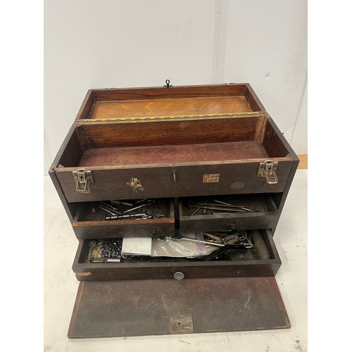 147A - Mahogany engineers chest with contents - ( see all pictures )