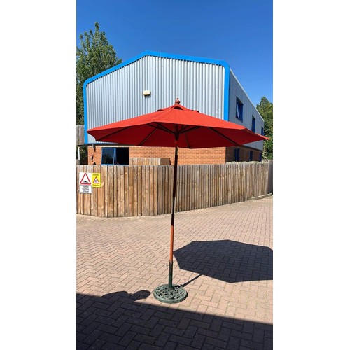 291 - ORANGE PARASOL WITH CAST STAND