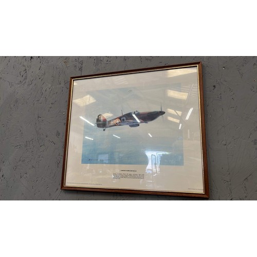 136 - TWO FRAMED SPITFIRE AND HURRICANE PRINTS USED