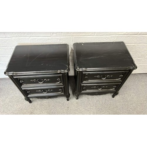 314 - PAIR OF BLACK BED SIDE CHESTS