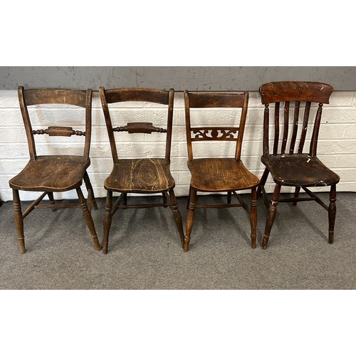 182 - FOUR VICTORIAN COUNTRY FARM HOUSE KITCHEN CHAIRS