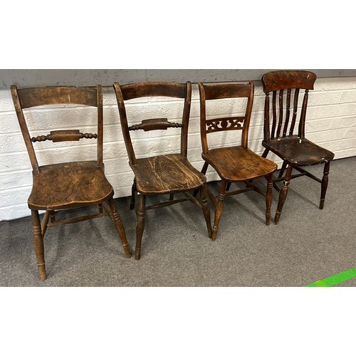 182 - FOUR VICTORIAN COUNTRY FARM HOUSE KITCHEN CHAIRS