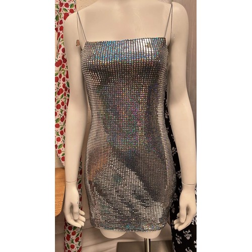 265 - TOP SHOP silver sequin glamour stretch dress (new without tag)