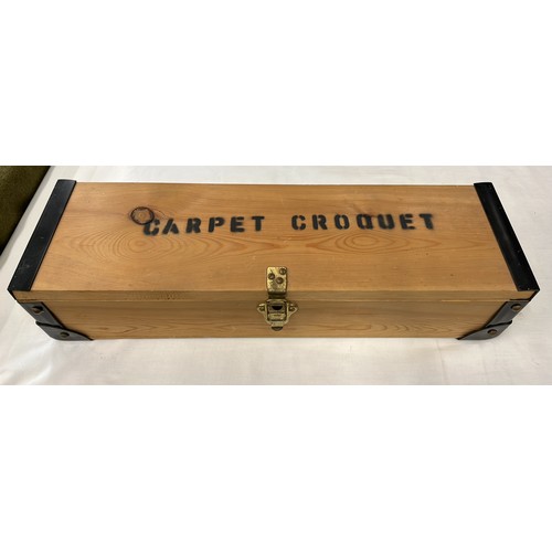 368 - CARPET CROQUET SET IN PINE BOX