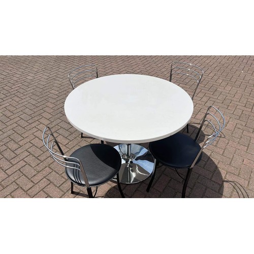 473 - WHITE AND CROME TABLE SET