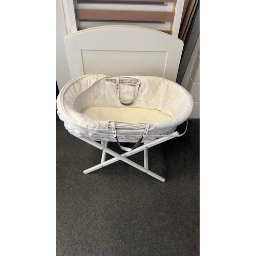 464 - WHITE FIRST BED AND CRIB ON STAND USED