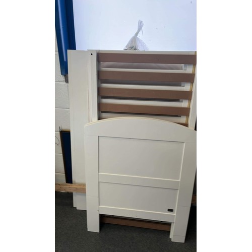 464 - WHITE FIRST BED AND CRIB ON STAND USED