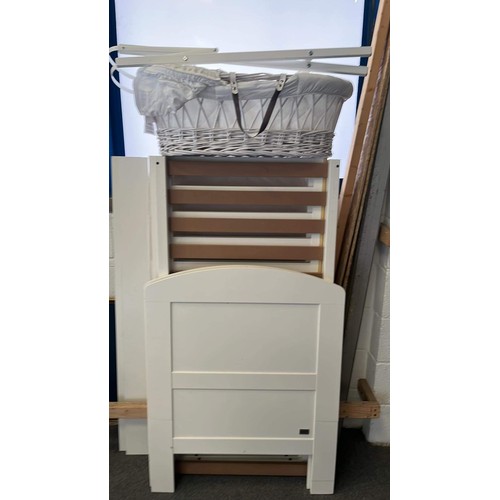 464 - WHITE FIRST BED AND CRIB ON STAND USED