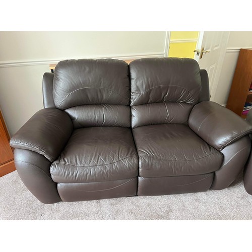 503 - 2 X 1 BROWN LEATHER SOFA SET