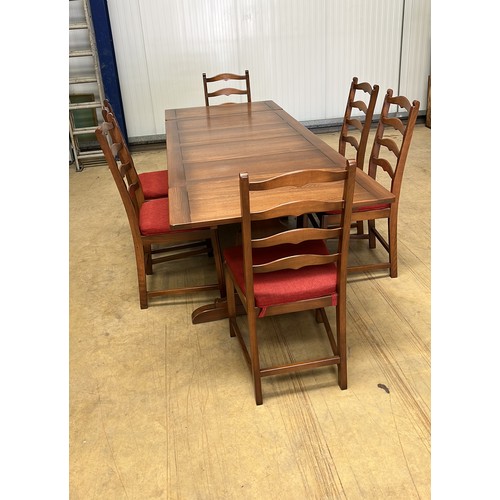 510 - ERCOL DINNING TABLE SET WITH SIX CHAIRS