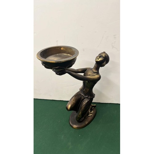 28 - BRONZE EFFECT ART DECO FEMALE FIGURE