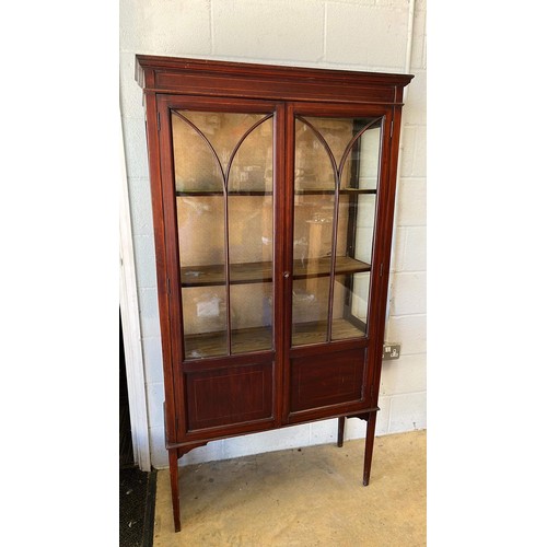 281A - EDWARDIAN GLASS CABINET HAS DAMAGE TO SIDE GLASS PANEL SEE PICTURE