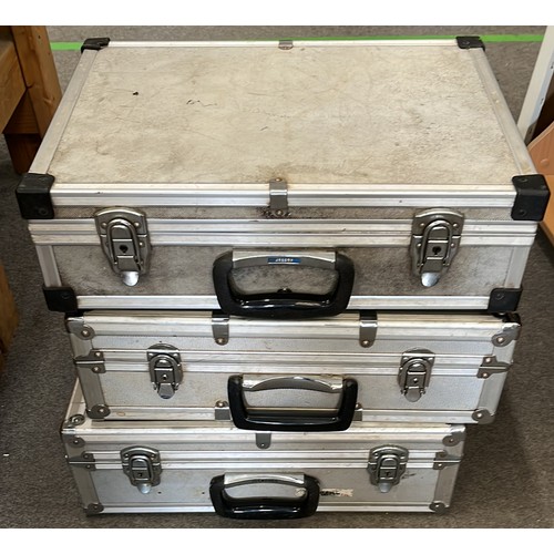 447A - THREE CAMERA CASES WITH CONTENTS OF CAMERAS / LENSES ETC