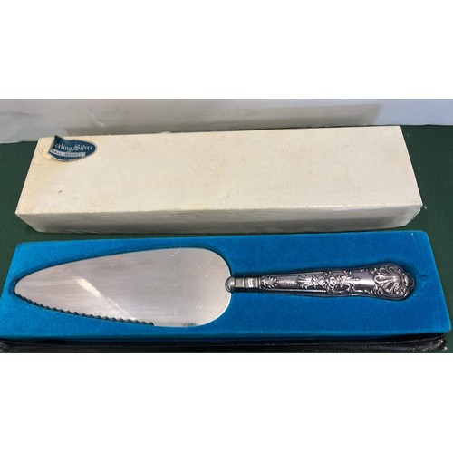 20 - STERLING SILVER CAKE KNIFE BOXED