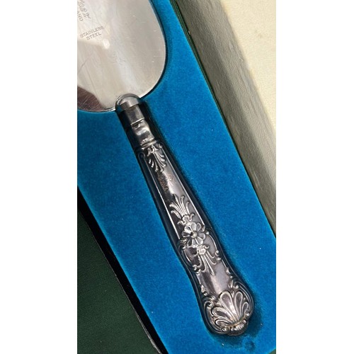 20 - STERLING SILVER CAKE KNIFE BOXED