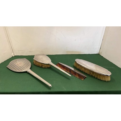 22 - STERLING SILVER DRESSING TABLE BRUSH SET AND ONE OTHER