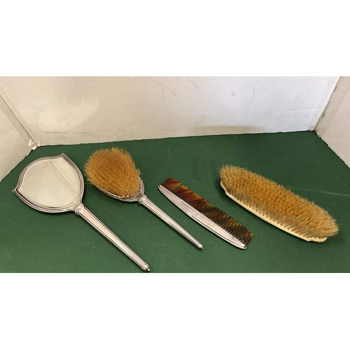 22 - STERLING SILVER DRESSING TABLE BRUSH SET AND ONE OTHER