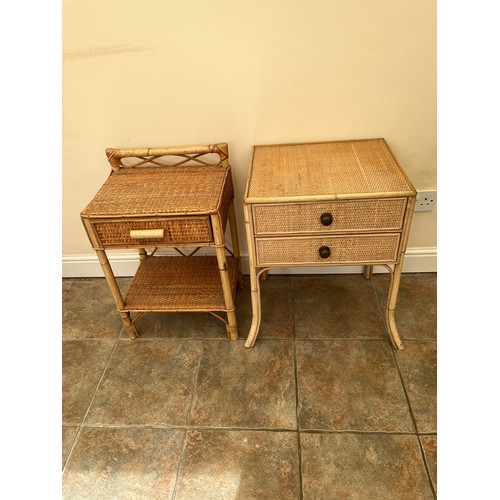 TWO CONSERVATORY SIDE TABLES WITH DRAWERS