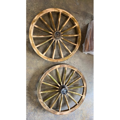 135 - PAIR OF ORNAMENTAL SMALL CART WHEELS 70CM