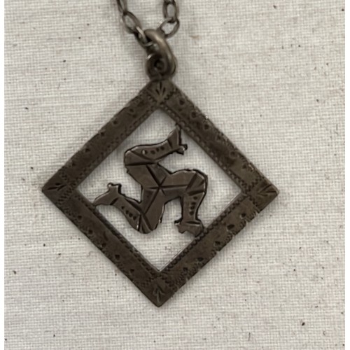 35 - SILVER CHAIN AND ISLE OF MAN LOGO PENDANT