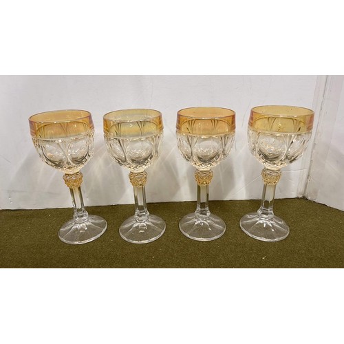 43 - FOUR GLASS TWO TONE GOBLETS