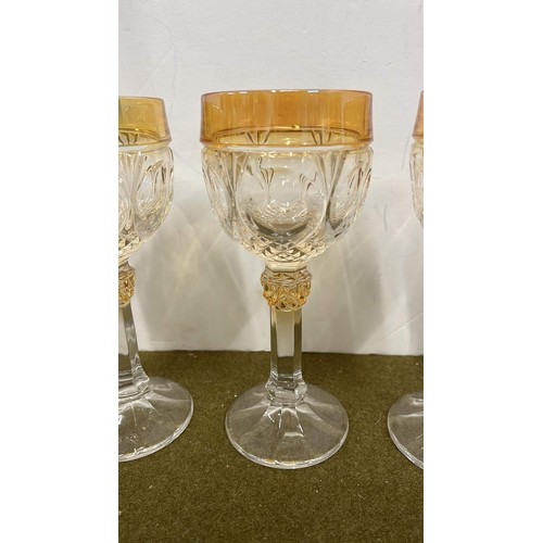 43 - FOUR GLASS TWO TONE GOBLETS