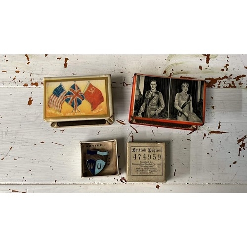 42 - WWII MATCHBOX COVERS AND BADGE