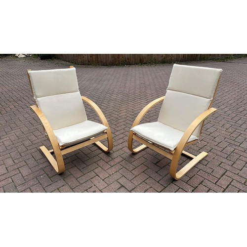 377 - TWO SPRING WOOD FRAMED CHAIRS