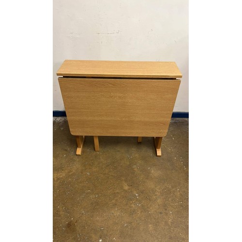 383 - NARROW OAK EFFECT DROP LEAF TABLE