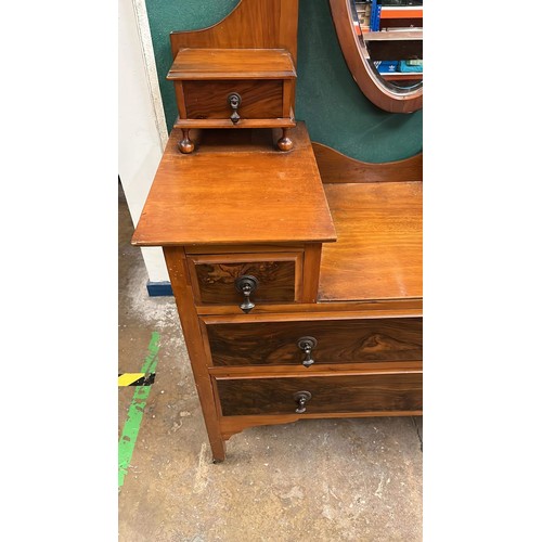 352 - EDWARDIAN SATING WOOD DRESSING CHEST WITH SINGLE MIRROR