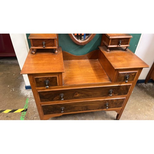 352 - EDWARDIAN SATING WOOD DRESSING CHEST WITH SINGLE MIRROR