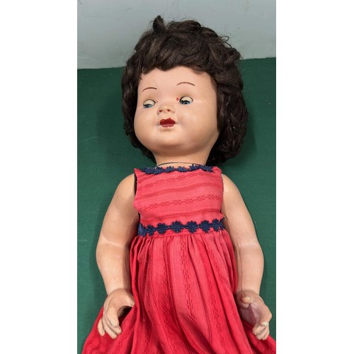 299 - LARGE VINTAGE DOLL IN RED DRESS